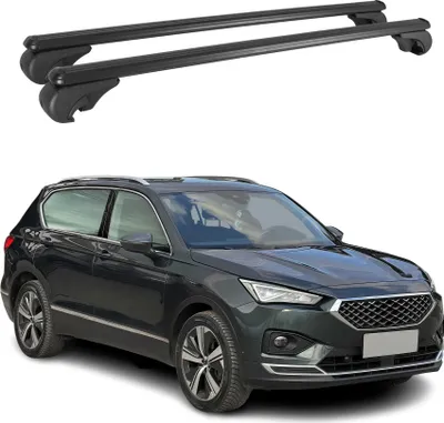 Image de Barres de toit Transversales pour Seat Tarraco 2018-2024 Aluminium Noir