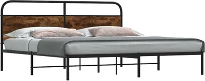 Produktbild von "2026 Promotion" Metallbett ohne Matratze - Räuchereiche - 193x203 cm - Polsterbett CC17605