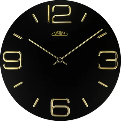 Produktbild von PRIM Timber Noble Wanduhr Holz 3D-Zahlen Schwarz 30 cm