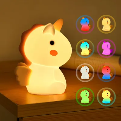 Obrázok produktu pre URAQT Jednorožec LED Silikónové nočné svetlo Farebné pre deti Nastaviteľné