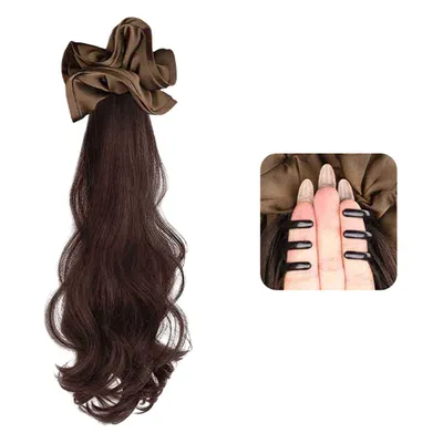 Produktbild von Gewellt Ponytail Extension mit Klammer, Pferdeschwanz Haarteil Haarverlängerung Zopf 40cm, Dunkelbraun
