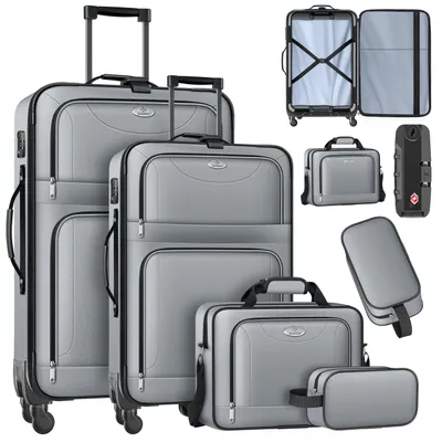 Produktbild von KESSER® Reisekoffer Set 4-teilig | Trolley Kofferset Stoffkoffer mit 3-Ziffern-TSA-Schloss, 360° Rollen & Teleskopgriff | Kosmetiktasche Handgepäck leichter Koffer & große Koffer für Business & Reisen