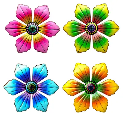 Produktbild von Metall Blumen Wanddekoration aus Schmiedeeisen für Garten und Außenbereich