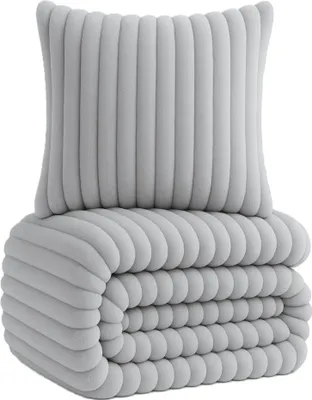 Produktbild von Winter Bettwäsche Cord Optik Uni Teddy Plüsch Nicki Kuschelig Flauschig Warme Weiche Flanell Cashmere Touch, Größe:135x200 cm, Farbe:Grau