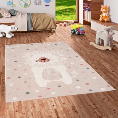 Produktbild von Kinder Teppich Happy Kids Löwe Beige Bunt, Größe:200x290 cm
