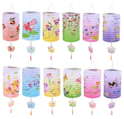 Productafbeelding van Omgoods - Set van 12 Chinese Papieren Lantaarns voor Feestdecoratie