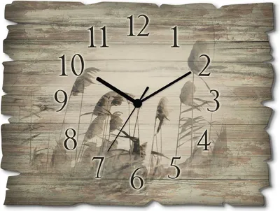 Produktbild von ARTland Holz Wanduhr Quarzuhr - schwarzer Zeiger Gräser Größe: 40x30 cm