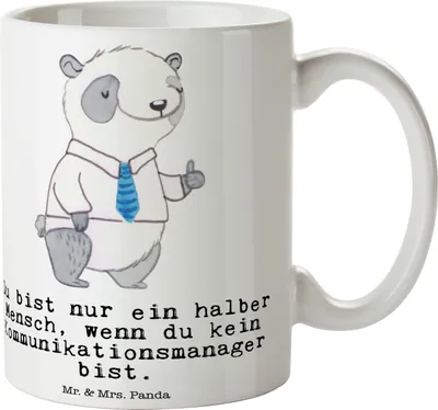 Produktbild von Mr. & Mrs. Panda Tasse Kommunikationsmanager Herz - Weiß - Geschenk, Studium, Kaffeebecher, Interkulturelle Kommunikation, Bedruckte, haferl, Becher, Lustig, Kaffeetasse