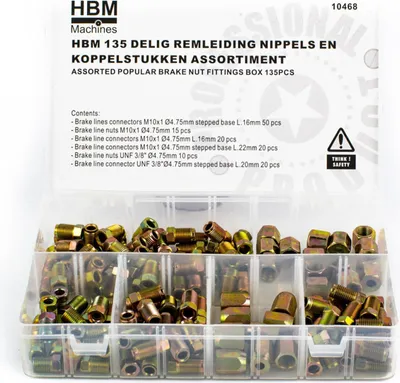 Produktbild von HBM 135-teiliges Sortiment an Bremsleitungsnippeln und Kupplungen