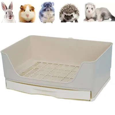 Produktbild von Groß Kaninchen Toilette Ecke mit herausnehmbarer Schublade,Hasentoilette Haus Kaninchen Käfig Katzentoilette, für Kleintier Kaninchen Meerschweinchen