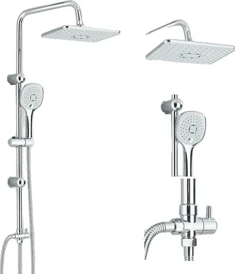 Obrázek produktu pro Chromovaná koupelnová sprchová baterie, moderní design, výškově nastavitelná, chrom
