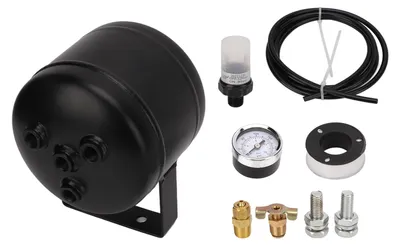Immagine prodotto di Kit serbatoio d'aria, 3 attacchi, 150 PSI, 0,5 GAL, acciaio saldato, universale per autocarri, automobili, treni, yacht, sistemi di clacson