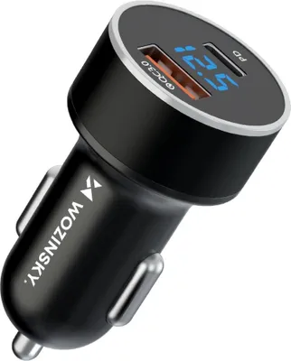 Imagen del producto de Cargador USB-C a USB-A de 36W, color . Cargador rápido con pantalla digital