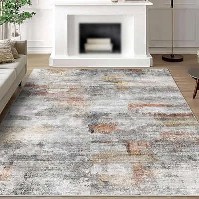 Productafbeelding van Abstract Vloerkleed - Meerkleurig Tapijt - Woonkamer Decoratie - Machinewasbaar - 70x140 cm - Meerkleurig