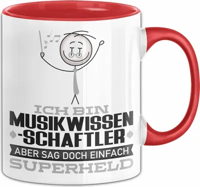 Produktbild von Musikwissenschaftler Geschenk Tasse Ich Bin Musikwissenschaftler Aber Sag Doch Einfach Superheld Lustige Geschenkdiee für Musikwissenschaftler Kaffee-Becher (Rot)