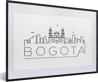 Produktbild von MuchoWow® MuchoWow® Gerahmtes Poster Skyline "Bogota" auf weißem Hintergrund 60x40 cm - Poster mit zchwarzem Bilderrahmen - Schlafzimmer - Plakat in Rahmen - Drucken