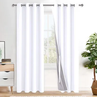 Obrázok produktu pre Závesy Unyqoos® s okami, biele, 2 kusy, 200 x 140 cm – svetloizolačné, zvukovoizolačné a tepelne izolujúce