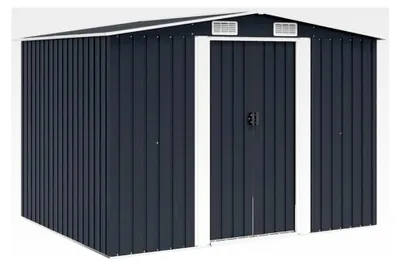 Produktbild von Gartenaufbewahrungsschuppen, Anthrazit, Stahl, 257 x 205 x 178 cm, Werkzeugschuppen für den Außenbereich