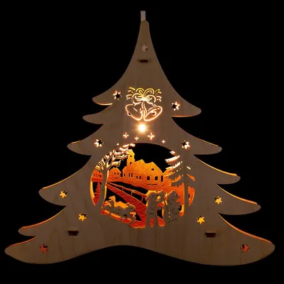Immagine prodotto di Quadro da finestra albero di Natale divertimento invernale el. illuminazione LxHxP 31,5x28,5x5cm NUOVO