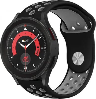 Produktbild von Strap-it Samsung Galaxy Watch 5 Pro Sportarmband (Schwarz/Grau)