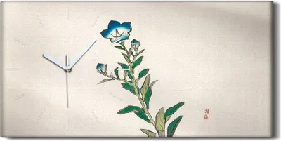 Produktbild von Wanduhr Uhr Wandbild Leinwand 60x30 Malerei Asiatische Blumen Pflanzen Kunst - weiße Hände