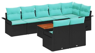 Produktbild von vidaXL Gartensofa-set 9 Stk. 8-Sitzanzahl Schwarz und Türkis