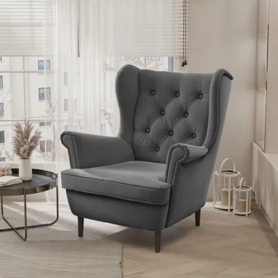 Produktbild von Idohome - Ohrensessel SCANDI im skandinavischen Stil, Farbe: Graphit Trinity 34