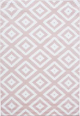 Productafbeelding van Kortpolig vloerkleed voor de woonkamer, roze, rechthoekig, 280x370 cm, geometrisch design
