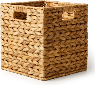 Immagine prodotto di Cestino Wiltec in giacinto d'acqua 26 x 26 x 26 cm, cestino intrecciato con 2 manici