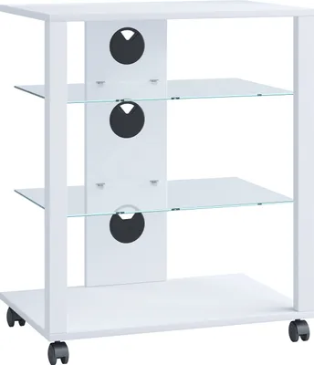 Produktbild von VCM Hifi Holz Möbel | Rack Schrank Phono Regal mit Rollen | 2 Glasböden | Maße: H. 70 x B. 60 x T. 41 cm | Phono Mediaregal - Folas