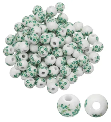 Productafbeelding van Keramische kralen - bloemmotieven - doe-het-zelf sieraden maken - 120 stuks, 10 mm