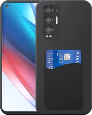 Immagine prodotto di Adatto per Oppo Find X3 Neo Custodia per telefono con supporto per schede in silicone - Custodia posteriore flessibile in silicone TPU con slot per schede in silicone - Nero - Smartphonics
