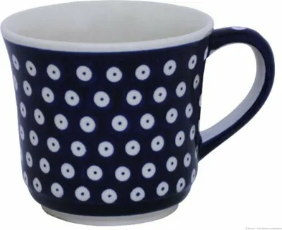 Produktbild von Original Bunzlauer Keramik großer 500ml Kaffeebecher Teetasse Ø11,2 cm, H10cm konisch, leicht geschwungen Dekor 42