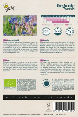 Immagine prodotto di Buzzy Borragine biologica (Borragine di Bernagie) - Semi biologici - Circa 1 gr | Buzzy_91110