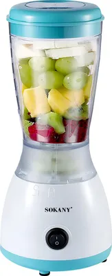 Produktbild von Sokany, Mini Blender 500ml 300W multifunktional Edelstahlklingen, Weiß / Blau