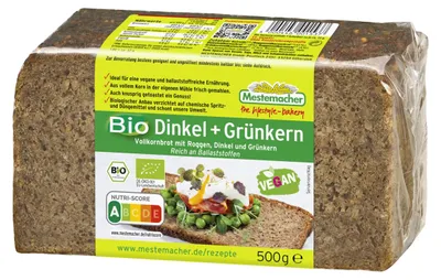 Zdjęcie produktu dla Mestemacher Ekologiczny chleb orkiszowo-zielony bogaty w błonnik 500g