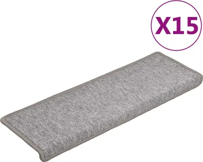 Zdjęcie produktu dla vidaXL Stopnie schodowe dywanowe 15 sztuk 65x21x4 cm jasnoszare