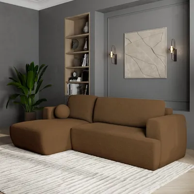 Produktbild von Masseno Ecksofa SENTI N L-S mit Schlaffunktion L-Form, Sofa mit Bettkasten, Wohnzimmersofa, Couch, Soffa, Bettsofa, Couchgarnitur- Braun, NOW OR NEVER 56