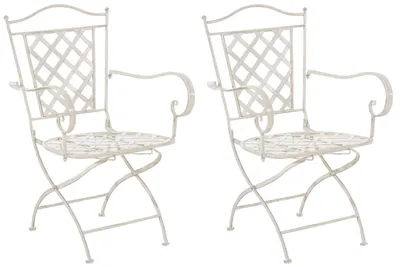Produktbild von CLP Stühle Adara handgefertigte Gartenstühle aus Eisen antik-creme