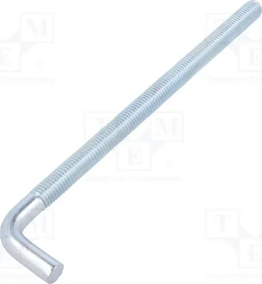 Obrázok produktu pre 1x Hák, rovný, pozinkovaný, dĺžka závitu: 185 mm, celková dĺžka: 215 mm, kód: 12215, skrutkový čap