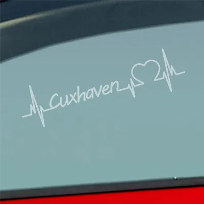 Produktbild von Auto Aufkleber Cuxhaven Herz Puls Stadt City Liebe Love Herzschlag Heimat 19x5 cm Milchglas Sticker Heckscheibenaufkleber