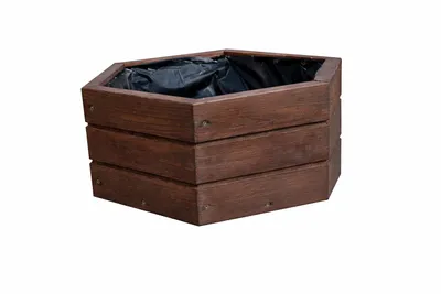 Productafbeelding van Zeshoekige plantenbak van hout, Ø36 cm – Moderne bloempot voor balkon en terras, kruidenbak, decoratieve plantenbak (model D5, palissanderhout)