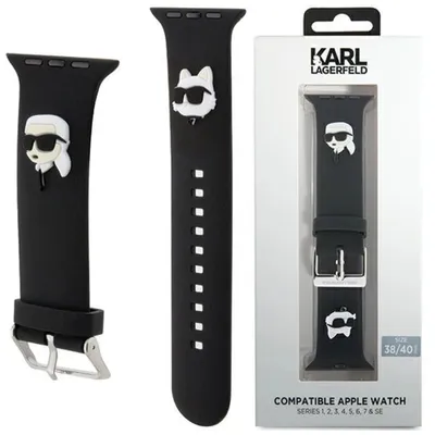 Produktbild von Karl Lagerfeld, Armband für Apple Watch 38/40/41mm Rubber NFT aus Silikon, Schwarz