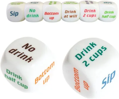 Productafbeelding van Dobbelstenen - Set van 6 - Barspeelgoed - Regeling - Feestplezier voor drinkspelletjes - Wedstrijdspel voor drinkers