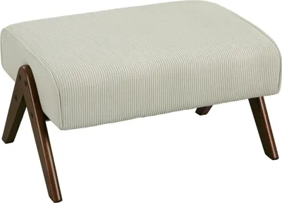 Image de Tabouret & Pouf - Tabouret bas - Assise rembourrée - Pieds en bois - Design rétro - Tissu - 69×47×36 cm - Beige