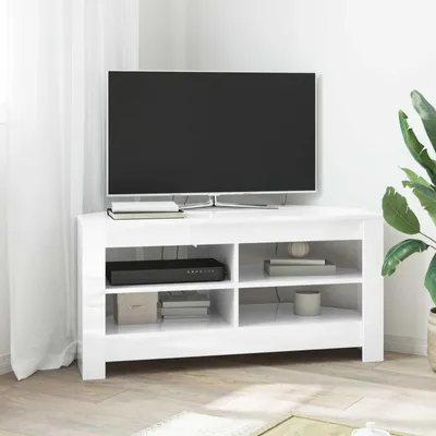 Immagine prodotto di Mobile TV angolare - Dimensioni: 102 x 40,5 x 45 cm - Finitura: bianco lucido - Materiale: legno composito