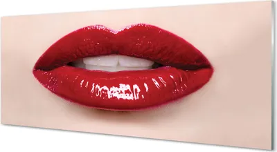 Produktbild von Glasbilder 125x50 Wandkunst rote Lippen
