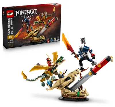 Produktbild von LEGO NINJAGO Showdown auf der Drachenklinge - Ninja Spielzeug mit Drache, Mech Actionfigur & 4 Minifiguren mit Katanas - Kinderzimmer Deko - Geschenkidee ab 9 Jahren und Fans - 71871