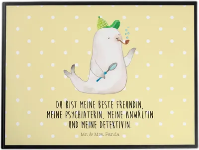 Produktbild von Mr. & Mrs. Panda schreibtischunterlage Robbe Sherlock - Gelb Pastell - Geschenk, Unterlage Schreibtisch, Schreibunterlage, schreibtischunterlagen, tischmatte