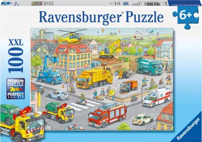 Produktbild von 100 Teile Ravensburger Kinder Puzzle XXL Fahrzeuge in der Stadt 10558